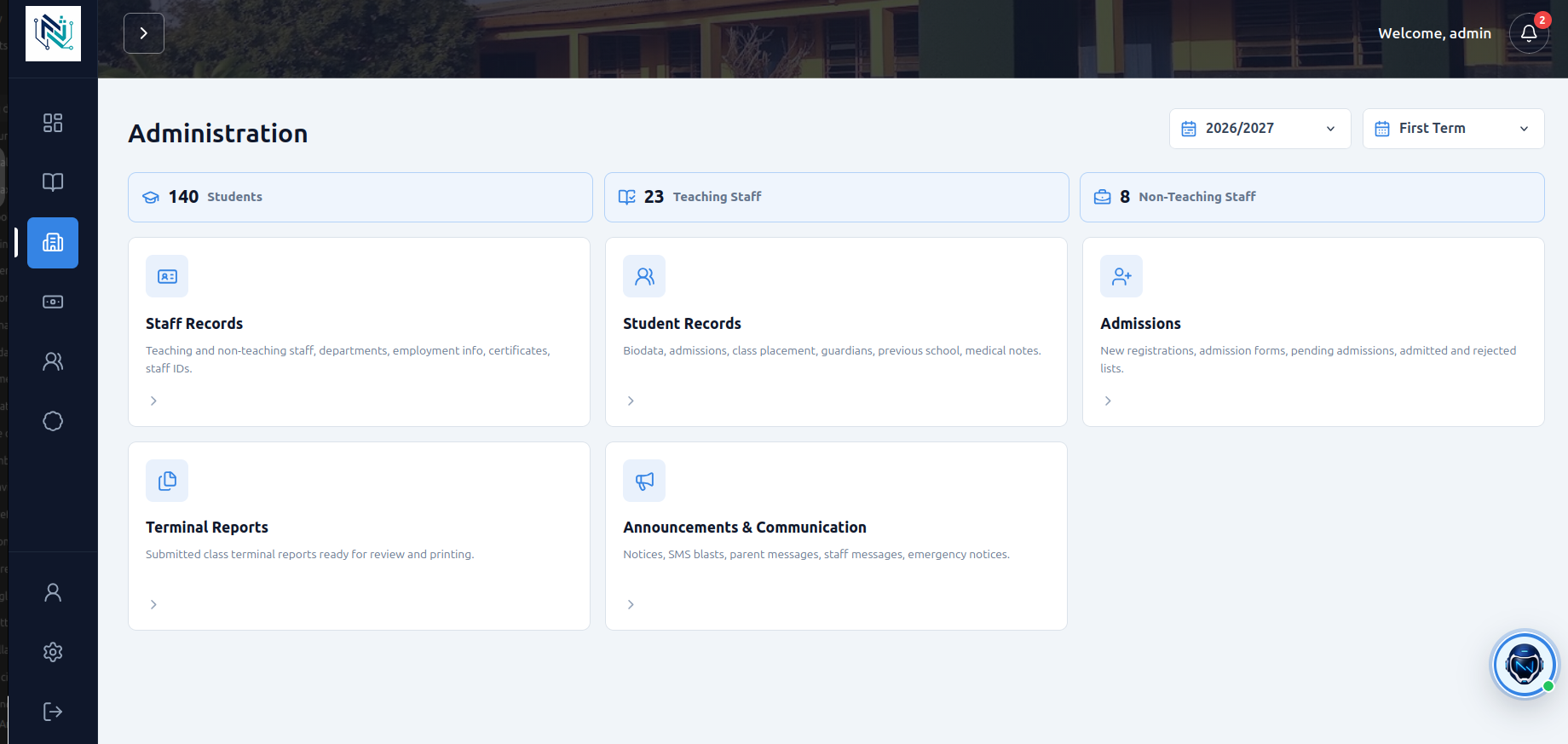 SchoolFlow desktop school management interface preview